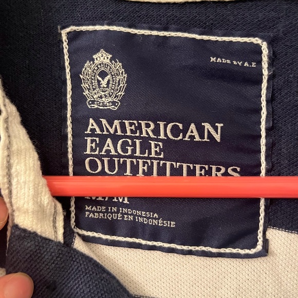 ❌SOLD❌ American Eagle, Striped Dark Blue And White Polo, size Medium. - Picture 3 of 4